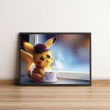 Quadro Decorativo Desenho Pikachu 5 Peças