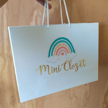 50 sacolas papel personalizadas para lojas 23x31x11cm