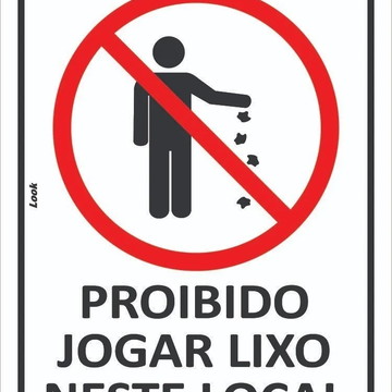 Placa Aviso Jogue o Lixo na Lixeira - Afonso Adesivos