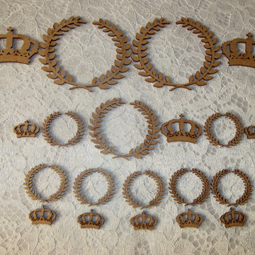 Aplique ramos com coroa para kit higiene com 10 pçs