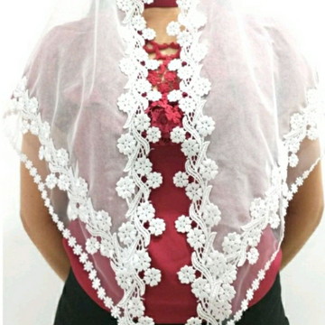 Véu ccb com aplicação no tule francês