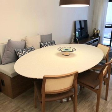 Toalha de mesa oval impermeável com elástico sob medida