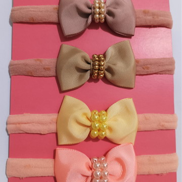 Kit com 4 faixinhas com laços e pérolas