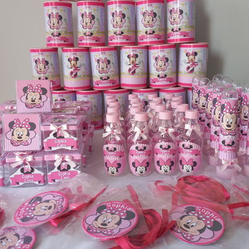 Kit 100 itens minnie rosa