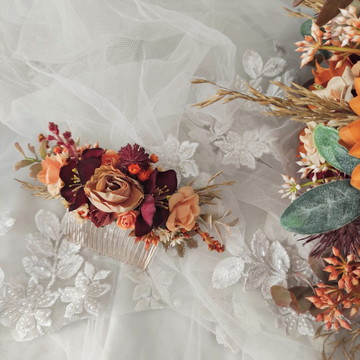 Arranjo de cabelo / grinalda de flores tons terrosos boho