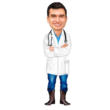 Caricatura medico desenho digital