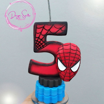 Topo de Bolo Vela de Aniversário Homem Aranha 6 Anos Biscuit, Item  Infantil Nunca Usado 85842177