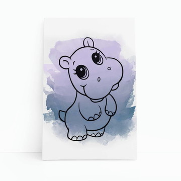 Panda Desenho Animais Roxo Infantil Quadro Canvas 140x90cm