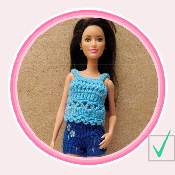 Roupa para boneca Barbie conjunto short e blusa