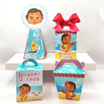 Kit de caixas personalizadas 50 peças - moana baby