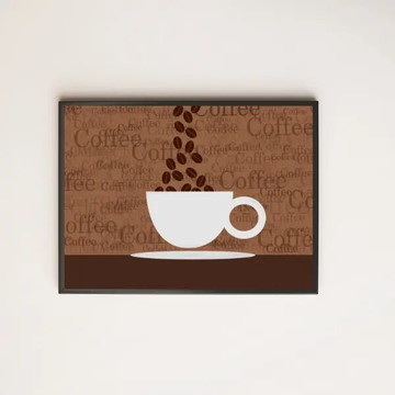 Quadro xícara de café com grãos (a3- com vidro)