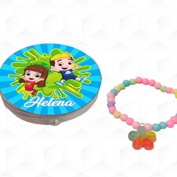 Latinha com pulseira gigi e felipe neto personalizada