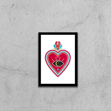 Quadro coração com coroa (a3- com vidro)