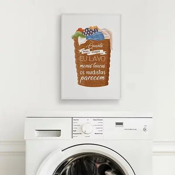Quadro para lavanderia com frase engraçada (a3- com vidro)