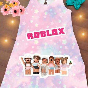 Camiseta Infantil Roblox Turma - Logo Rosa