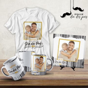 Kit azulejo caneca e camiseta para pais