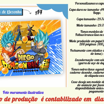 Sketchbook Caderno Dragonball Desenho Aquarela A6 15x11cm Anime Goku 75g ou  90g ou 240g