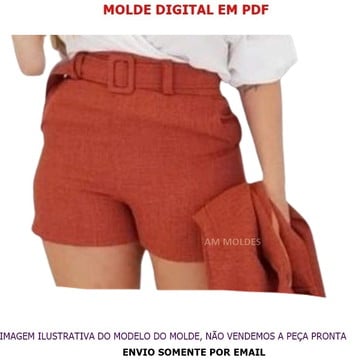 Molde short bermuda plus size com cinto