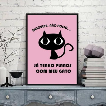 Quadro não posso já tenho planos com o gato (a3- com vidro)
