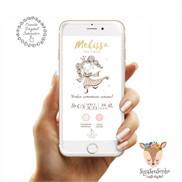 Convite digital com links - princesa
