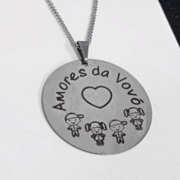 Colar aço inox redondo com até 4 netos