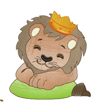 Matriz de bordado leaozinho com coroa safari