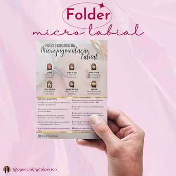 Fases e cuidados com a micropigmentação labial - folder