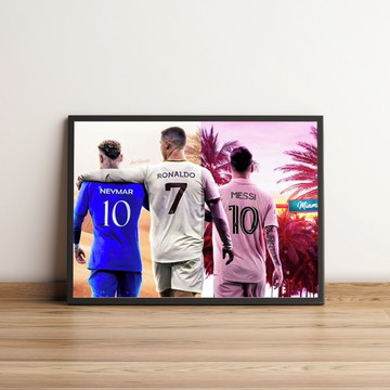 Quadro neymar messi cristiano ronaldo futebol decoracao