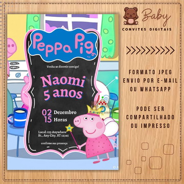 Peppa Pig Casa Convite Digital