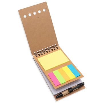 Bloco de anotações com caneta e autoadesivo personalizado