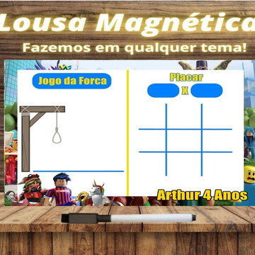 Lousa Magnética + Jogo da Velha Roblox com Embalagem