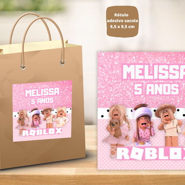 Adesivos roblox menina 10x7 cm para sacolinhas .