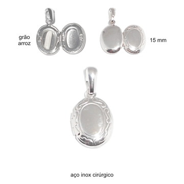 Pingente relicário aço inox cirúrgico