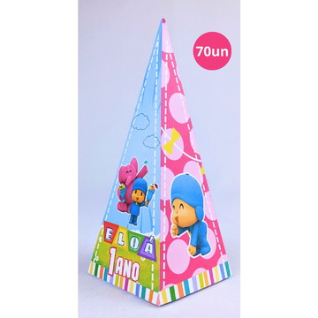 Kit 70 caixinha pocoyo menina pirâmide personalizada