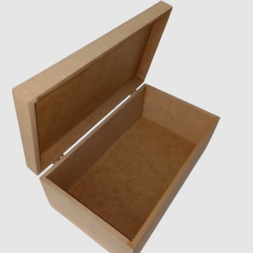Caixa retangular lisa com dobradiça 22x15x7 mdf madeira