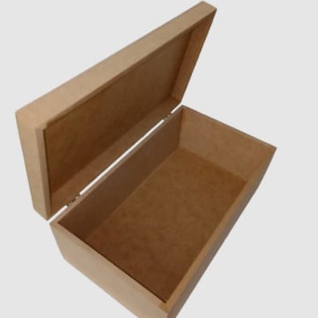 Caixa retangular lisa com dobradiça 23x18x8 mdf madeira