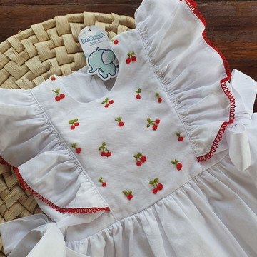 Vestido bordado a mão 100%algodão