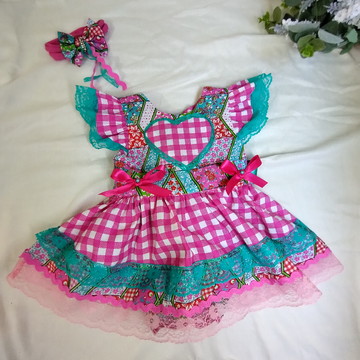 Vestido junino baby 3 a 18 meses