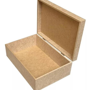 Caixa retangular lisa com dobradiça 22x16x5 mdf madeira