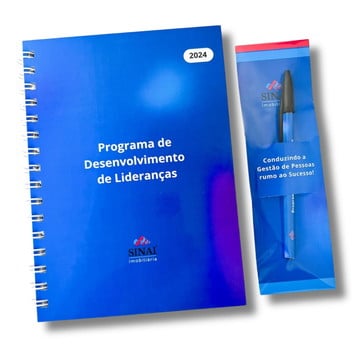 40 cadernos a5 capa dura 80 folhas + canetas com logomarca