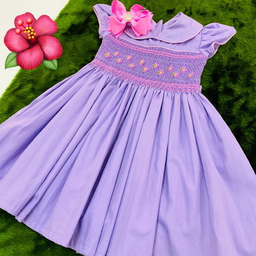 Vestido lilás bordado a mão- 2 anos