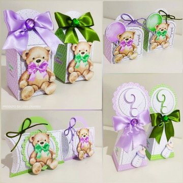 Kit lembrancinhas lilás e verde chá revelação 24 peças-3d