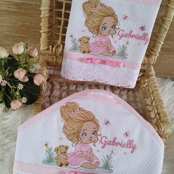 Kit fralda de boca e toalha de banho com capuz