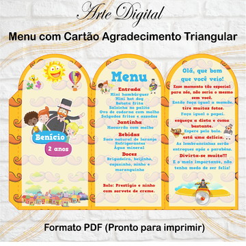 Menu triangular com agradecimento digital mundo bita