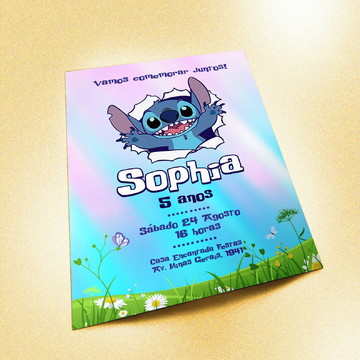 Convite aniversário stitch