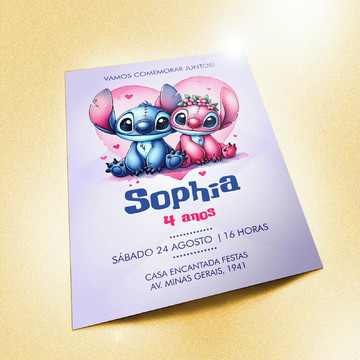 Convite aniversário stitch