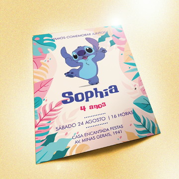 Convite aniversário stitch