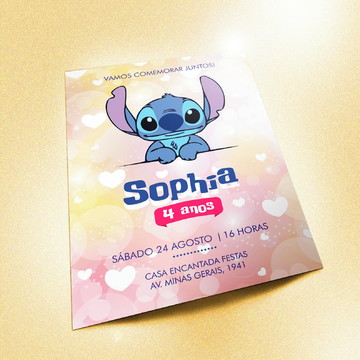 Convite aniversário stitch