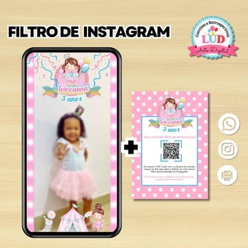 Filtro de instagram circo + plaquinha com qr code
