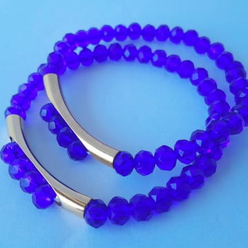 Mix com 2 pulseiras cristal com entremeio banhado